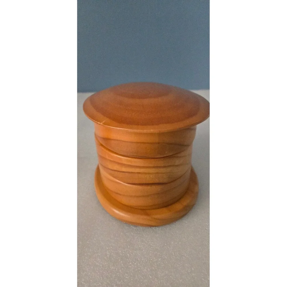 Vintage 3 Tier Wooden Swivel Jewelry Box Black Felt Lined Rotating Trinket Box